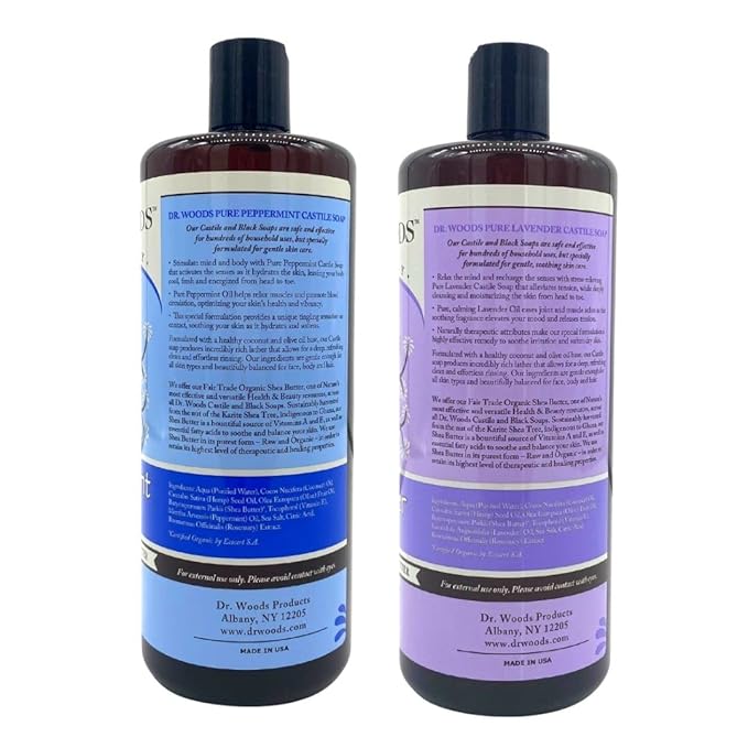 Dr. Woods Refreshing and Relaxing Pure Liquid Castile Soap with Organic Shea Butter Combo (2 Assorted 32 Ounce Bottles)
