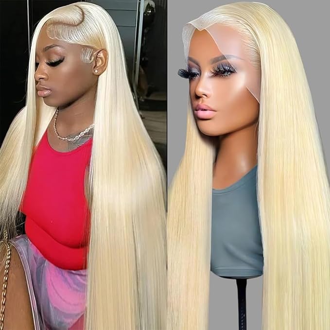 26Inch 613 Lace Front Wig Human Hair 13X6 Blonde Straight HD Transparent Lace Frontal Wigs Human Hair Pre Plucked 200% Density Blonde Glueless Wigs Human Hair