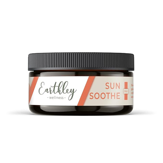 Earthley Wellness Sun Soothe, After-Sun Lotion for Burn Relief, Natural Soothing Cream with Mango Butter, Calendula, and Lavender, Safe for Kids and Adults (2oz)
