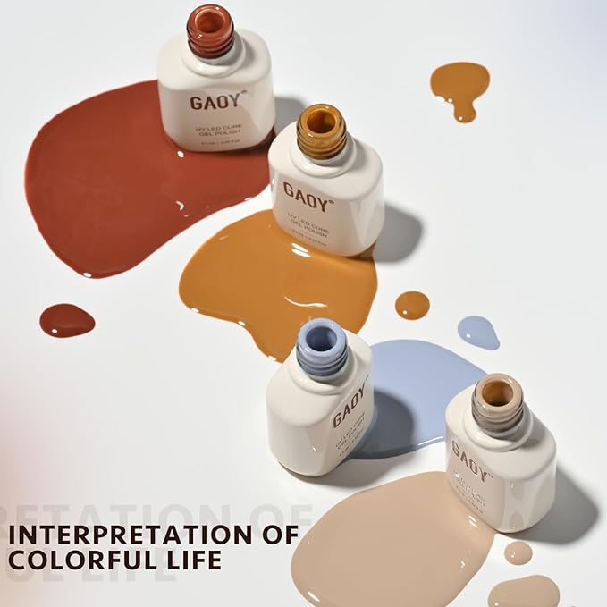 GAOY 23 Pcs Gel Nail Polish Kit - White, Blue, Brown Colors - All Seasons Gel Nail Polish Set with Glossy & Matte Top Coat and Base Coat for Nail Art DIY Kit