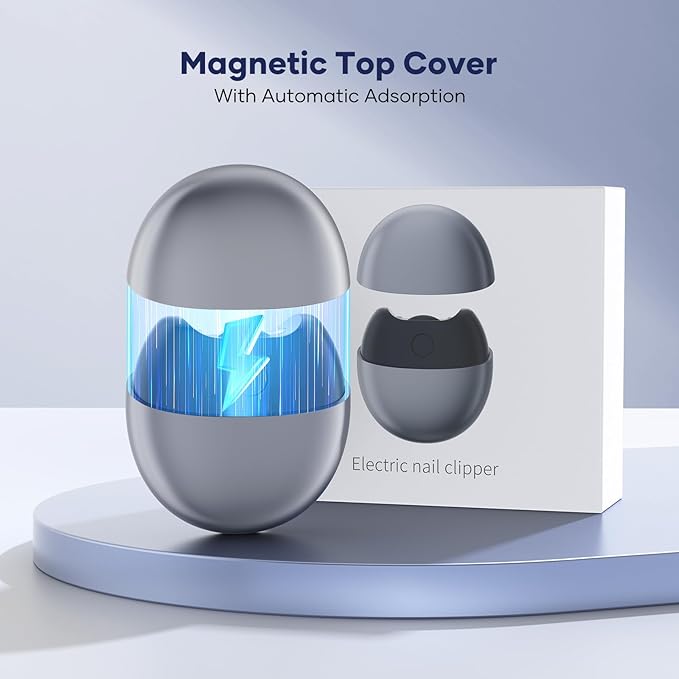 Electric Nail Clipper with USB Charging: Automatic Nail Clippers with Led Light & Clip Storage - Fast USB Rechargeable Safety Fingernail Trimmer for Baby Seniors Kids Adults (Black, Medium)