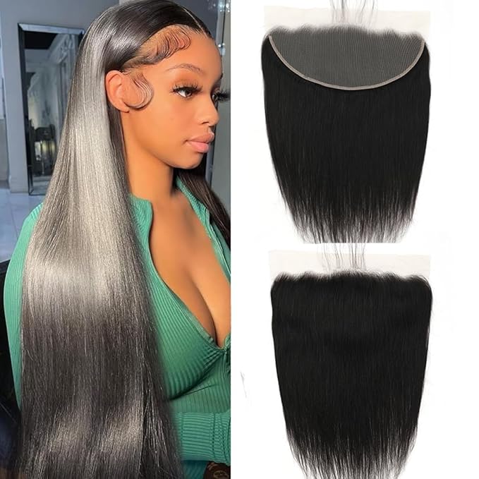 13x6 Lace Frontal Skinlike Human Hair Lace Closure Straight HD Transparent 13x6 Ear to Ear Frontal With Baby Hair Free Part 100% Virgin Straight Human Hair Closure Natural Hairline 16inch