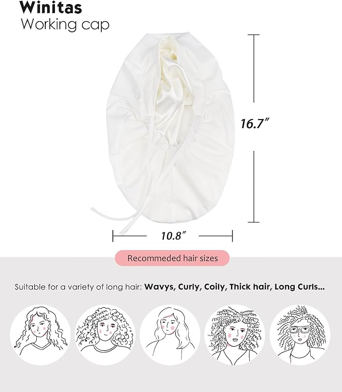 Satin Lined Work Cap with Button for Long Hair Women