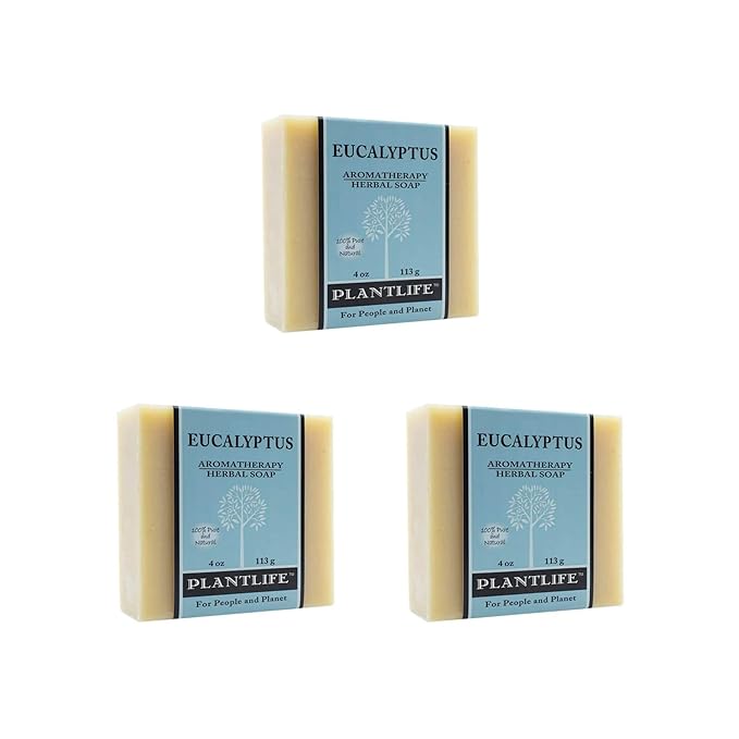 Plantlife Eucalyptus 3-Pack Bar Soap - Moisturizing and Soothing Soap for Your Skin - Hand Crafted Using Plant-Based Ingredients - Made in California 4oz Bar