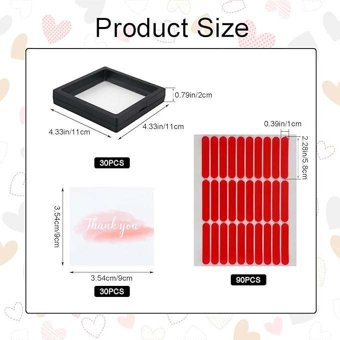 30 Pcs Press on Nail Boxes Packaging with 90 Pcs Adhesive Double Sided Tape with 30 Pcs Display Card for Nail Display Black