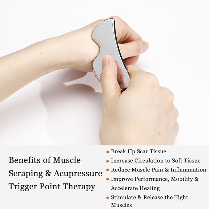 JWCASA Muscle Scraper Scar Tissue Massage Tools Foot, Neck, Knee, Leg Back Massager IASTM Tool for Physical Therapy & Plantar Fasciitis with 3 Pieces Set 17