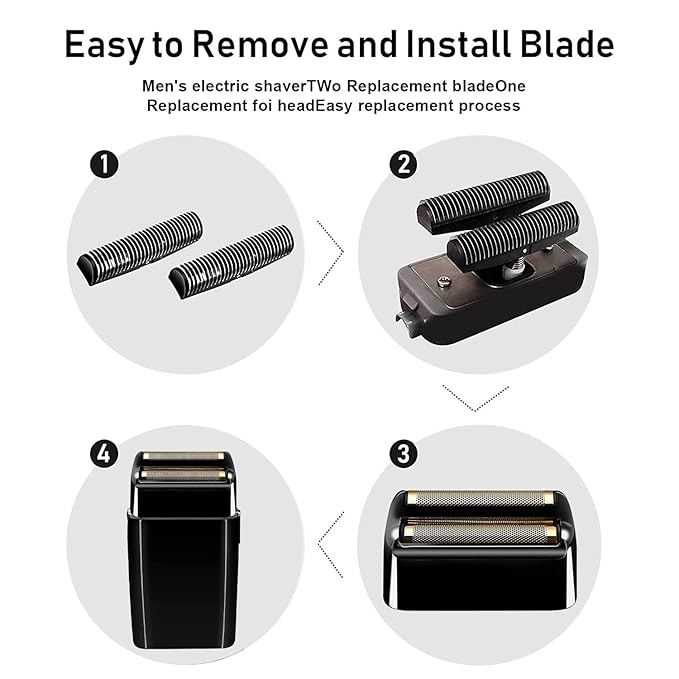 Shaver Replacement Foil and Cutters compatible with BaBylissPRO Barberology Double FXFS2 (2PC Black)