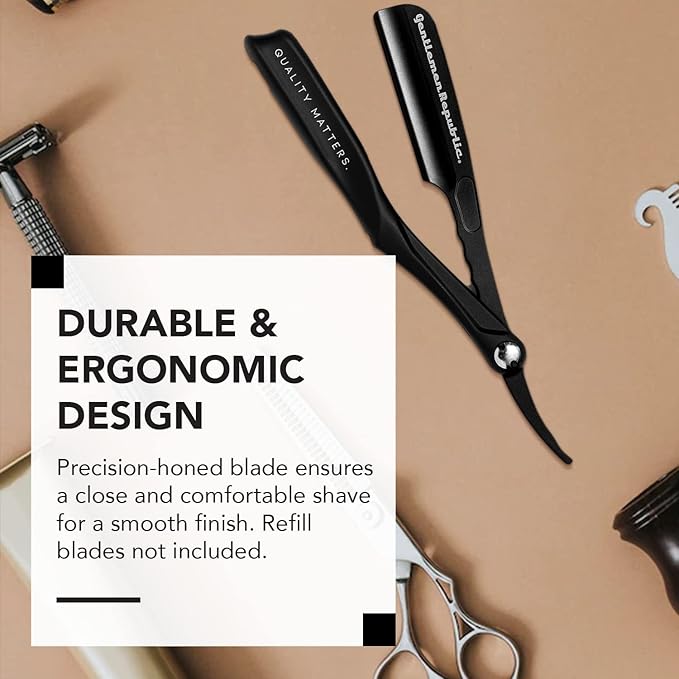 Gentlemen Republic Straight Edge Razor: Premium Black Safety Razor for Professional Barbers and Everyday Home Grooming - Achieve the Shave with Confidence