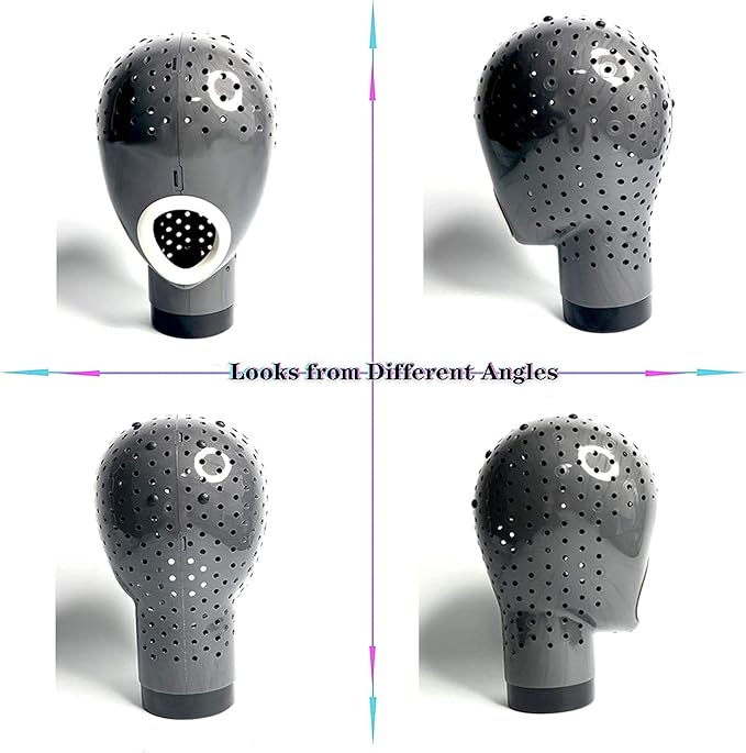 Wig Head Stand - Fresh Holder With Mannequin for Drying and Styling Hair, Scalp Cap Net, Dryer With Holes