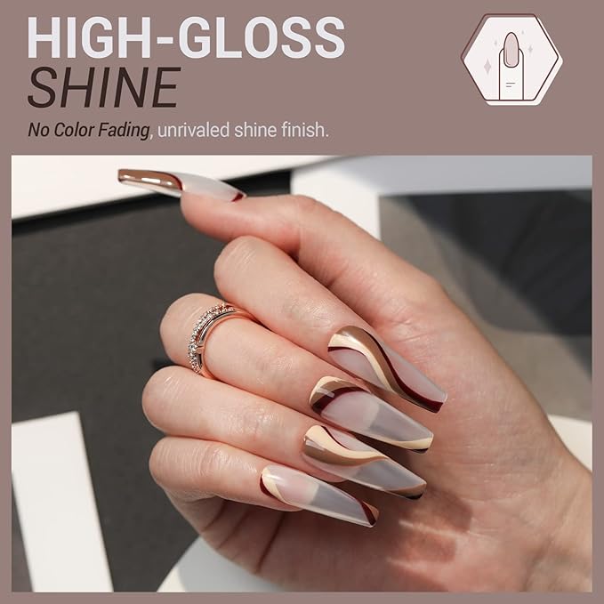 modelones Gel Polish Set - 6 Colors Chocolate Brown Coffee Kit Brown Glitter Nude Colors Gel Nail Kit Soak Off Popular Nail Art Gifts for Women DIY Manicure Home