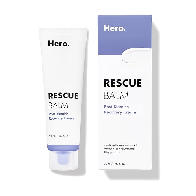 Hero Cosmetics Rescue Balm Post-Blemish Recovery Cream - Intensive Nourishing and Calming for Dry, Red-Looking Skin After a Blemish - Dermatologist Tested (50 ml, 1.69 fl. oz)