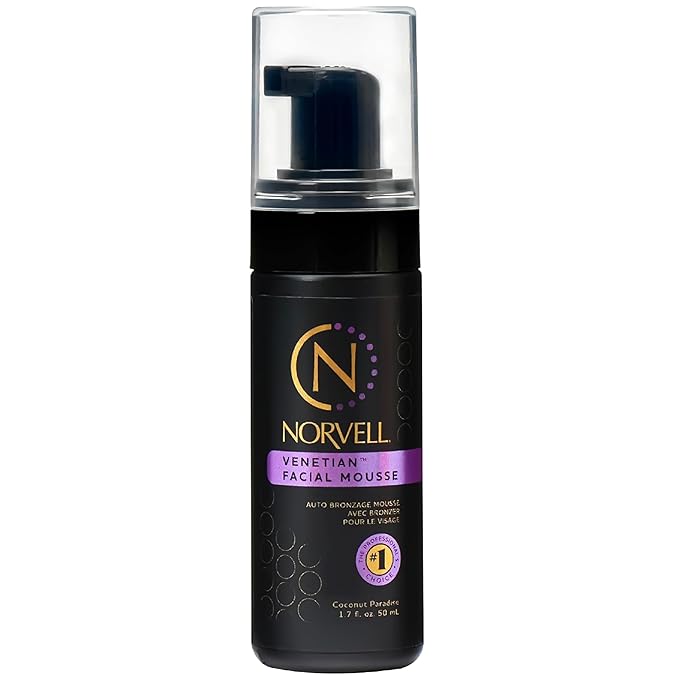 Norvell Venetian Sunless Facial Self Tanner Mousse with Bronzer, 1.7 Fl Oz - Instant Self Tanning - Natural Looking - Anti-Orange - Fake Tan for Bronzing Glow