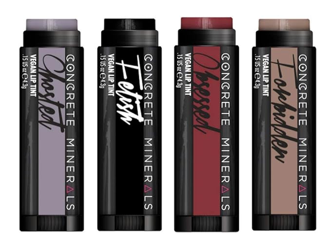 Concrete Minerals Lip Tints, Nourishing Formula With High Color Payout, Longwear, Cooling Sensation Of Peppermint, 100% Vegan and Cruelty Free, Handmade in USA, 0.6 Ounce Total (Smoke & Mirrors)