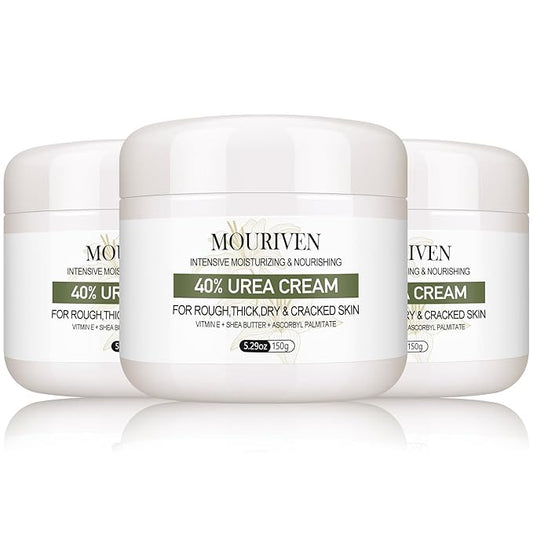 3 Packs Urea Cream 40 Percent - Foot & Hand Cream, for Dry, Cracked Heels, Feet, Knees, Elbows, and Hands, Callus Remover, Maximum Strength Urea Lotion for Softening and Moisturizing