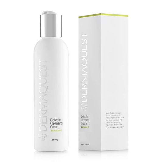 DermaQuest Sensitized Delicate Cleansing Cream - Gentle Facial Cleanser Face Wash - Infused with Green Tea Extract & Jojoba Oil - For Sensitive, Extremely Dry Skin Types (6oz)