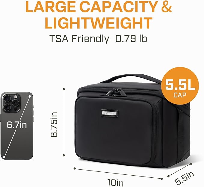 Everfun Compact Toiletry Bag for Men and Women Traveling, Wide Open Shaving Dopp Kit, Water Resistant Makeup Organizer Hygiene Bag with Wet Dry Compartment