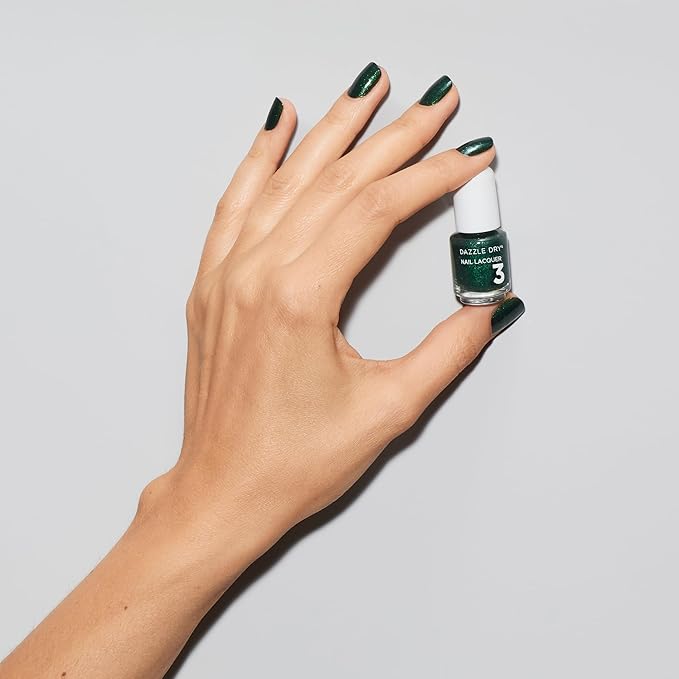 Dazzle Dry Mini Kit 4 Step System - Evergreen - A pine green with blue glitter flecks. Full-coverage glitter. (5 Piece Kit / 5 Manicures)