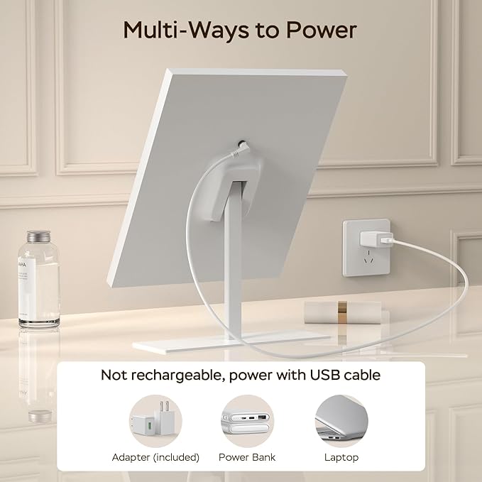 Vanity Mirror with Lights, Lighted Makeup Mirror with 3 Color Modes, Dimmable Light, Hollywood Vanity Makeup Mirror with Smart Touch Control, Gift for Teen Girl/Women (12in. White)