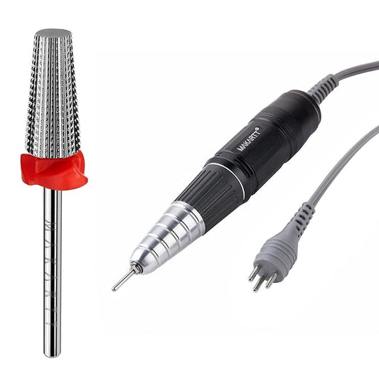 Makartt Nail Drill Handpiece for Up200 Machine Professional Electric File Bundle With 5 in 1 Nail Drill Bits Tungsten Carbide Tapered Drill Bits for Nails Fast Removing Acrylic Nail Hard Gels Cuticle