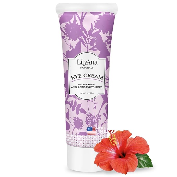 LilyAna Naturals Eye Cream for Dark Circles and Puffiness, Anti Aging Under Eye Cream for Wrinkles and Bags helps Improve Dryness; for Sensitive Skin (Bottle, 1.0 Ounce (Pack of 1))