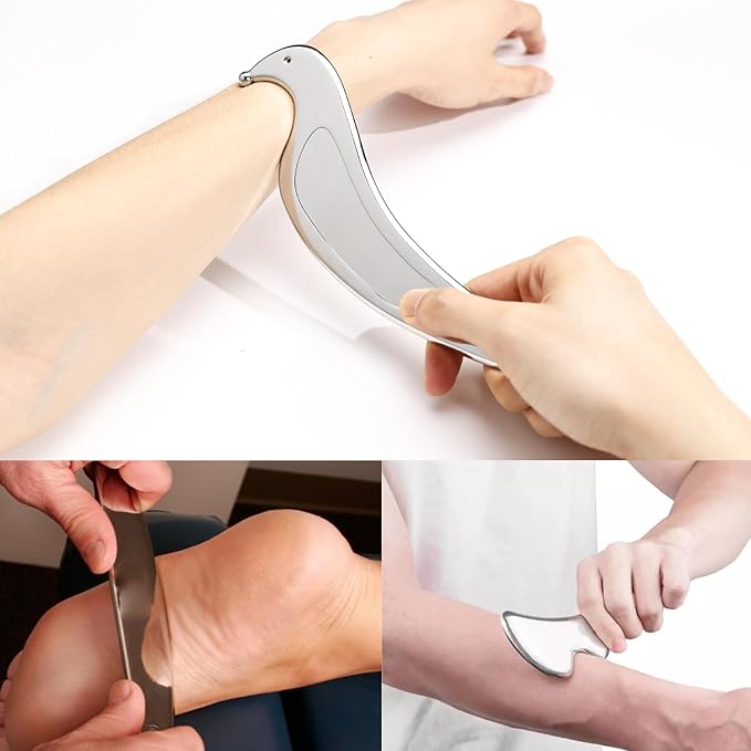Scar Tissue Scraper Massage Tool Scar Massage Tools IASTM for Physical Therapy & Plantar Fasciitis with 3 Pieces (Set L)