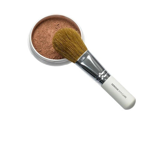 Serious Skincare BELLA ROSE PRO-MINERALS Loose Mineral Powder Makeup Foundation SPF 15 + Goat Hair Application Brush – Sheer to Full Coverage – Luminous Matte Finish – Men and Women - .50 oz   (Dark)