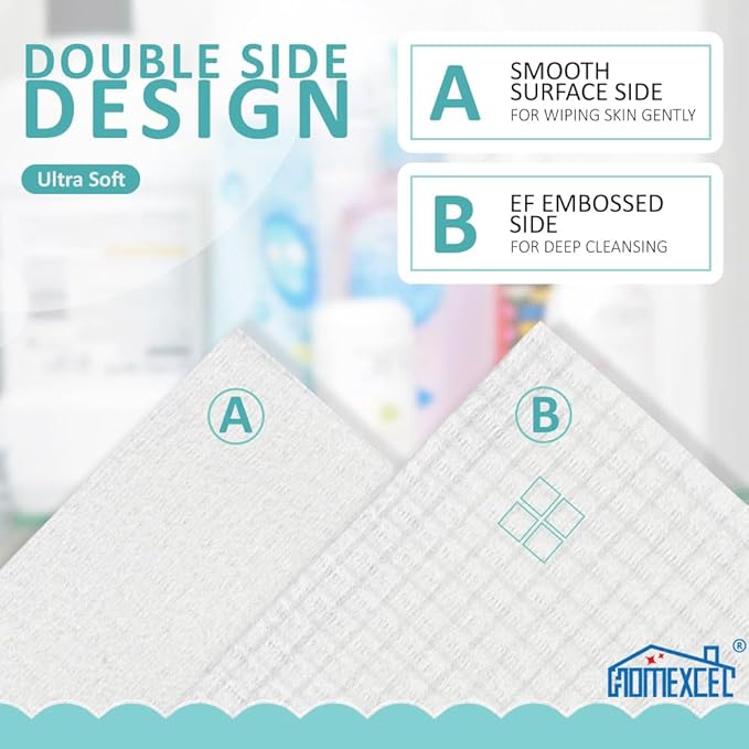 HOMEXCEL Face Towels, Disposable Face Towelette, Biodegradable Makeup Remover Dry Wipes 50 Count, Super Soft Clean Facial Towels Wash Cloth for Sensitive Skin