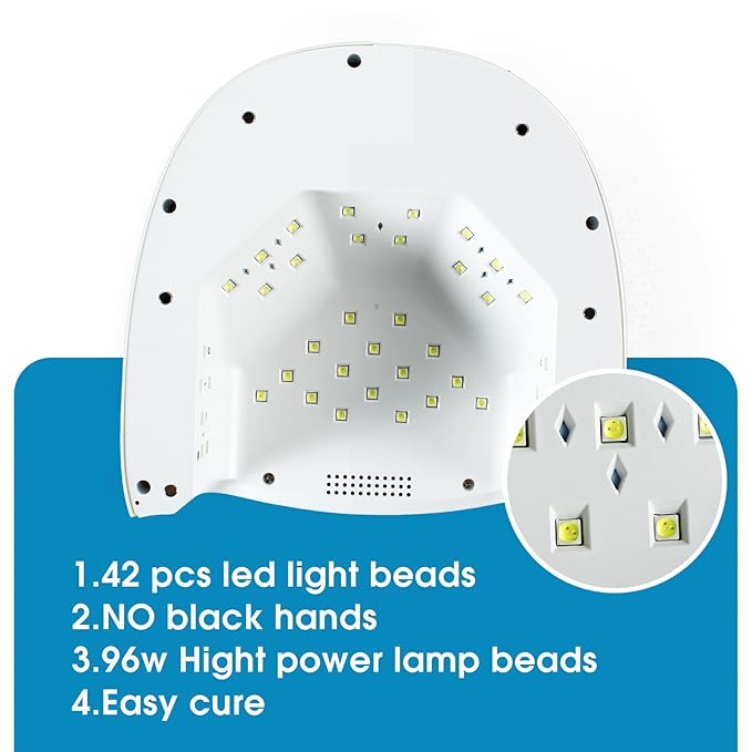 UV LED Nail Lamp 96W Rechargeable Gel Nail Light for Nail Polish UV Dryer with 4 Timers Professional Quick Dry Curing Lamp for Salon & Home