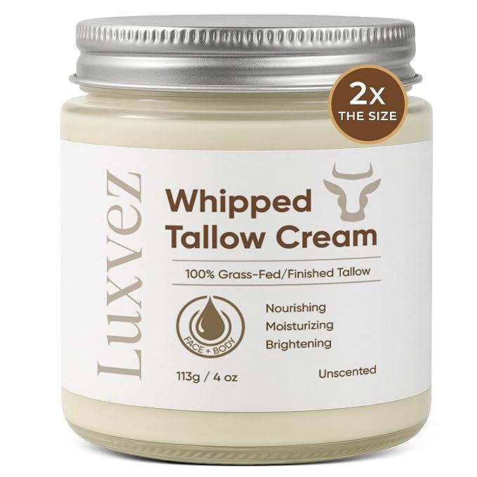 Beef Tallow for Skin:Whipped Tallow Face Moisturizer, Deep Hydration & Nourishment for All Skin Types, Beef Tallow Face Moisturizer 4oz