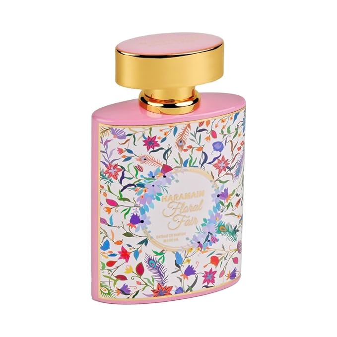 Al Haramain Floral Fair - Arabian Perfume for Women - Arabic Long Lasting Fragrance with Notes of Rose, Bergamot, Jasmine, Musk, and Patchouli - Extrait De Parfum Spray - 3.4 oz EDP Spray