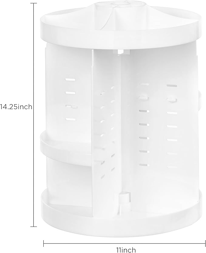 HBlife 360 Rotating Makeup Organizer Plus Size Adjustable Carousel Large Capacity Revolving Perfume Organizer Skincare Organizers Cosmetic Storage Spinning Holder for Vanity, White