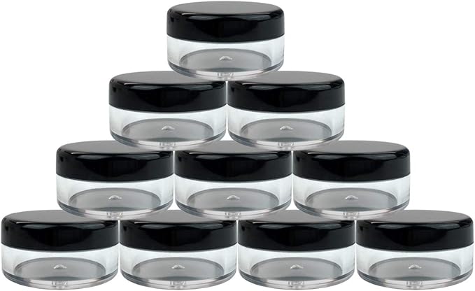 Beauticom 5G/5ML Round Clear Jars with Black Lids for Herbs, Spices, Loose Leaf Teas, Coffee and Other Foods (Quantity: 25pcs)
