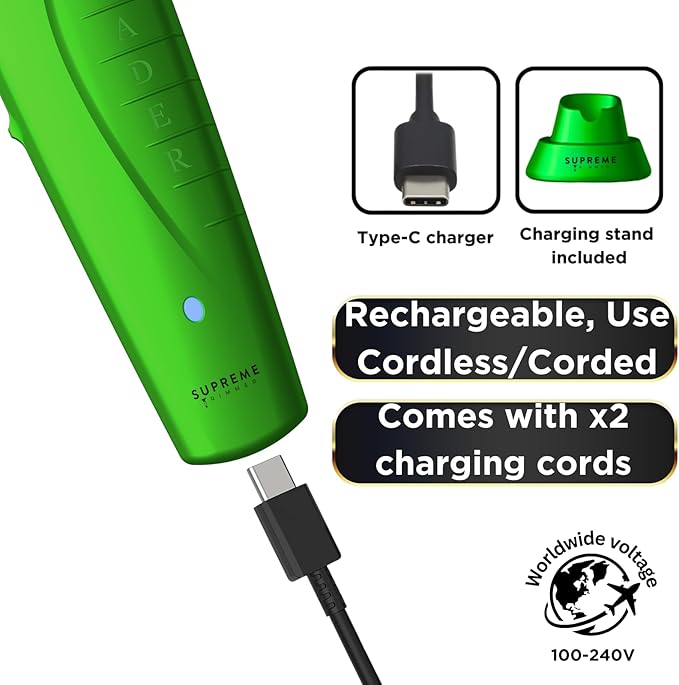 Supreme Trimmer Vader Professional Liner Trimmer for Barbers with 210 Min Run Time, Professional Motor, Sharp DLC T-Blade, USB-C Charge Clipper | ST3778