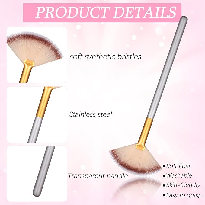 60 Pcs Fan Facial Brushes Fan Mask Soft Facial Applicator Brushes Acid Brush Cosmetic Makeup Blush Applicator Tools for Esthetician Eyeshadow Peel Mud Cream(Champagne, Black)
