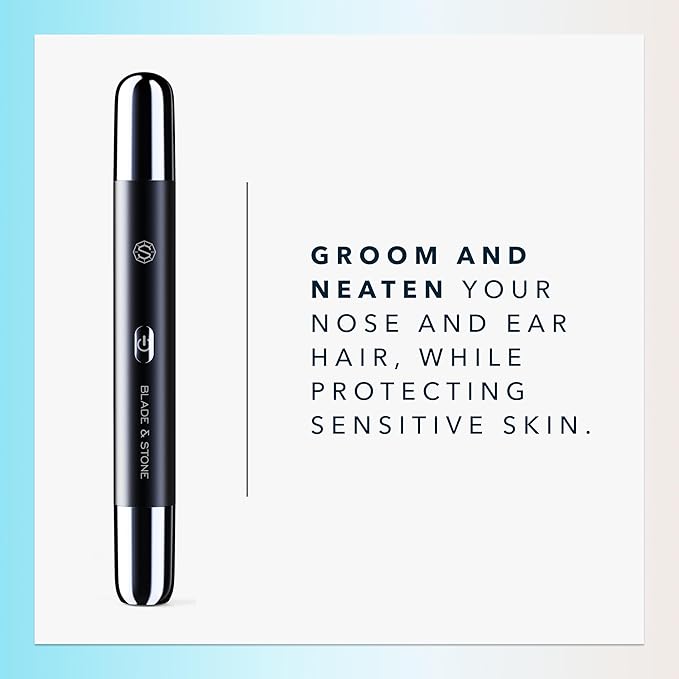 Blade & Stone™ NS501M Nose & Ear Trimmer | Graphene-X™ Blade | High-Velocity, Low-Noise Motor | Patented Rotary Blade Design | Skin-Friendly, Tug-Free Performance, Detachable Head (Dark Night)