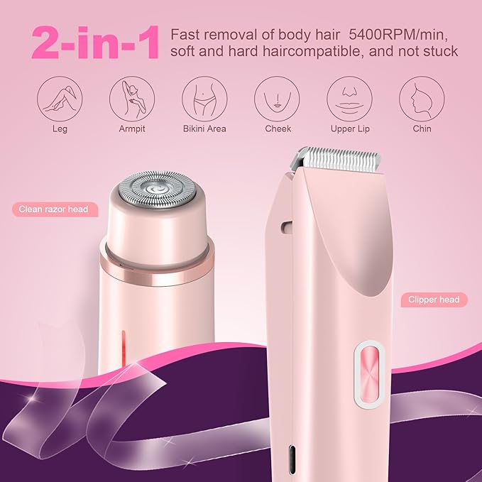 2025 New Glow Aura Bikini Shaver,Glowshave 2-in-1 Women's Body Shaver(Pink)