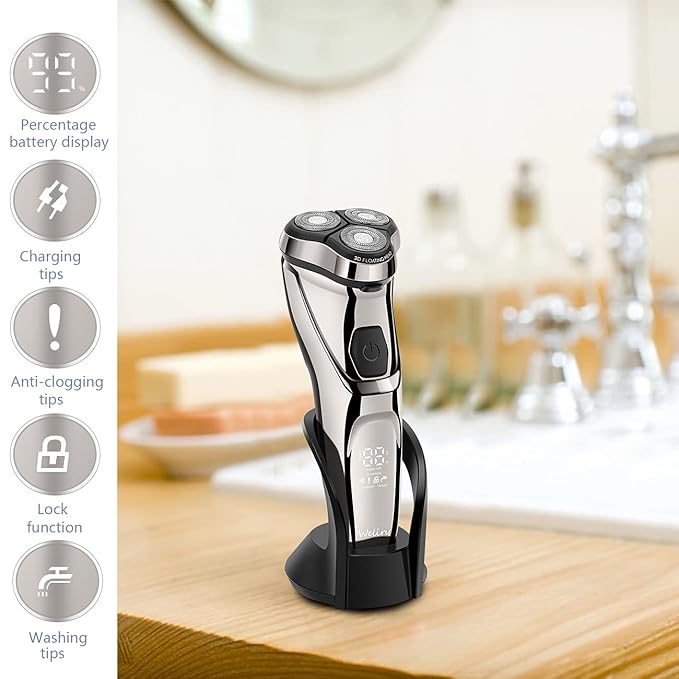 Electric Razor for Men Shaver Mens for Shaving with Pop-up Trimmer Electric Rotary Shavers for Men Wet & Dry Cordless Waterproof USB Rechargeable