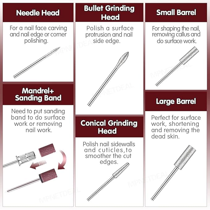 Efile Nail File Machine Electric Nail Drill Set Kit for Acrylic Nails Gel Nail Art Salon Use or Home use(Pink SetB)