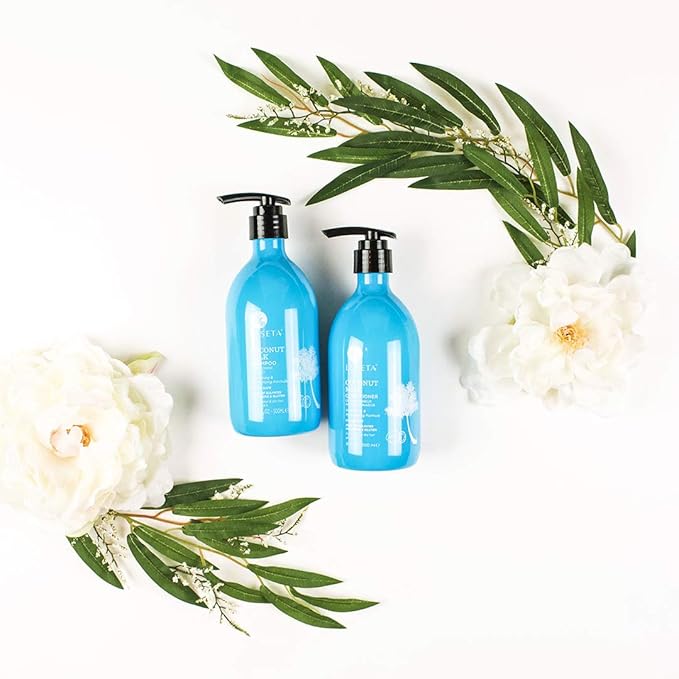 L LUSETA Coconut Milk Shampoo & Conditioner, Nourishing & Moisturizing Hair, Sulfate & Paraben Free, Keratin & Color Safe, 16.9oz Each