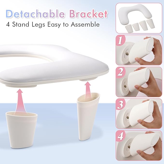 Arm Rest for Nails Tech Professional Manicure Hand Rest Pillow U-Shaped Soft PU Leather Detachable Manicure Hand Rest for Nails Toenails and Acrylic Nails Tech White