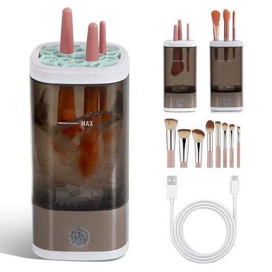 Electric Makeup Brush Cleaner – Fast & Deep Cleaning for All Brush Sizes, Compact & Travel-Friendly Design