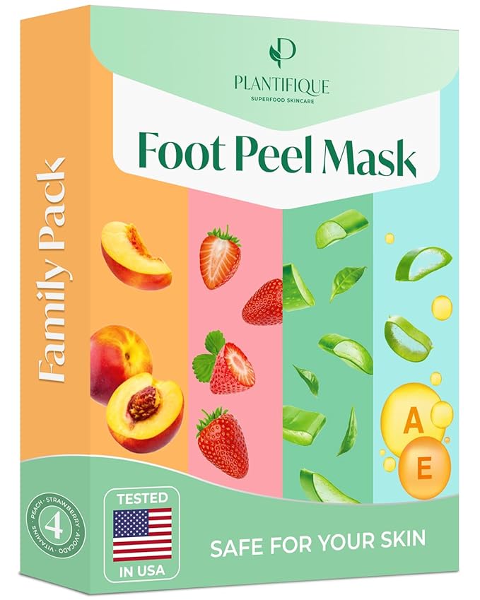 PLANTIFIQUE Foot Peel Mask 4 Pack and Foot Peel Mask for Men 2 pack