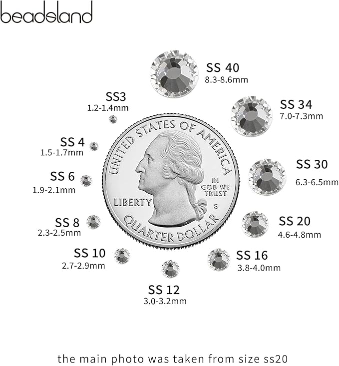 Beadsland Flatback Rhinestones Bulk,14400pcs Crystal Rhinestones for Nails Crafts Clothes DIY Decoration, Crystal, SS16, 3.8-4.0mm