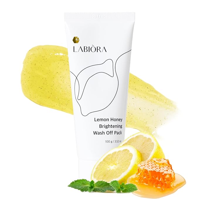 Korean 5-Minute Wash Off Face Scrub Mask- All-in-One Skincare with Lemon & Manuka Honey Natural Exfoliating, Hydrating, and Nourishing K-Beauty (3.52 fl. oz/100g)