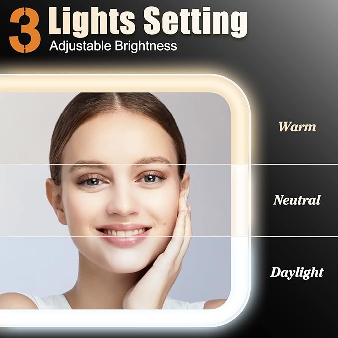 YUSONG Travel Makeup Bag With LED Lighted Mirror, Train Case With Adjustable Dividers and Detachable 10x Magnifying Mirror