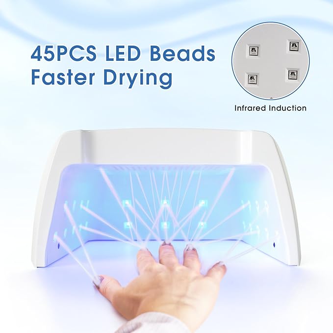 Cordless UV LED Nail Lamp, 96W Rechargeable Wireless Nail Lamp Nail Dryer Gel Polish UV Nail Light with 4 Timer Setting, Professional Quick Dry Nail Curing Lamp with Display Auto Sensor