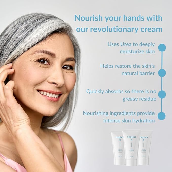 Hygieia Crepey Hand Repair Cream – Day/Night Hand Repair Cream for Thin, Dry Skin & Cracked Hands – Deeply Nourishing Shea Butter & Aloe Leaf – Non-Greasy, Fast Absorbing Anti-Aging , 3 Oz (Pack of 3)