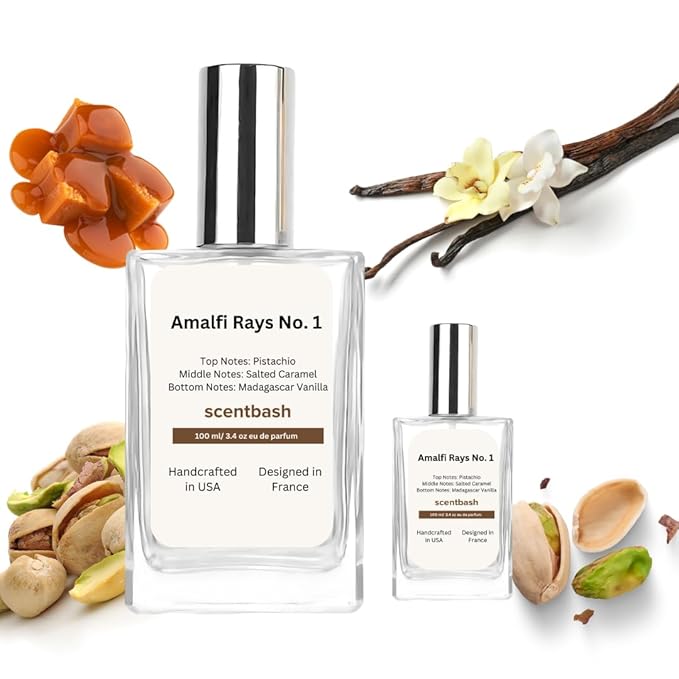 Amalfi Rays No.1 Eau De Parfum 2-Pack – Inspired by S.D Ja.neiro's 62 Pistachio & Salted Caramel- 100ml & 10ml Travel Size – Long-Lasting Unisex Perfume for Women & Men