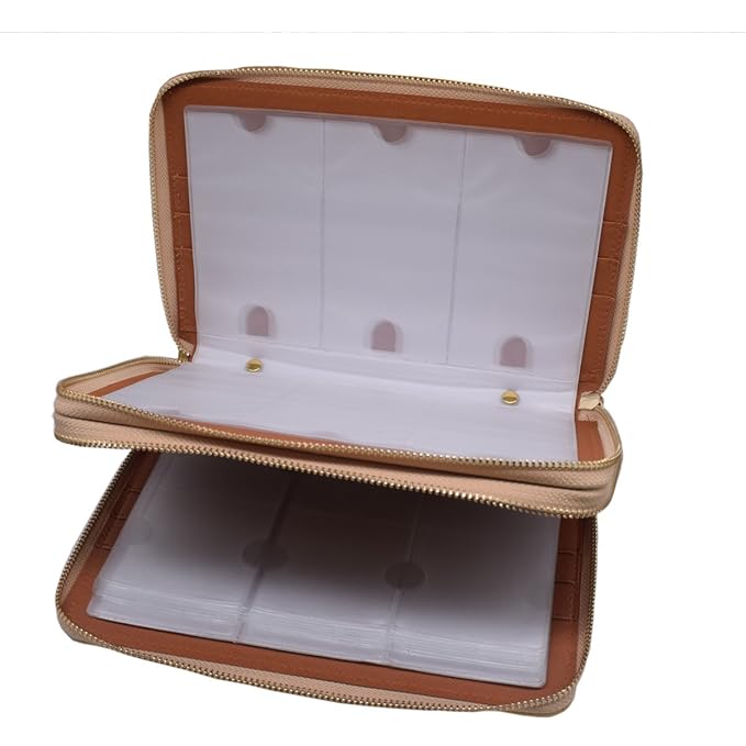 216 Slots Stamping Plate Holder Case Rainbow Laser Design Round Square Rectangular Nail Art Stamp Template Organizer 1pcs Empty Nail Art Plate Case Bag (Silver - 216 Slots)