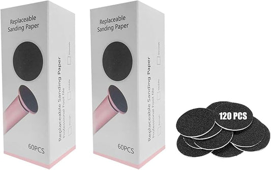 Replacement Sandpaper Discs Set 2 Box(120 pcs - 60 Fine Grit and 60 Coarse Grit) 1.7'' x 1.7'' for Electric Foot File Adjustable Speed Callus Remover Tool Sandpaper Pad Disks